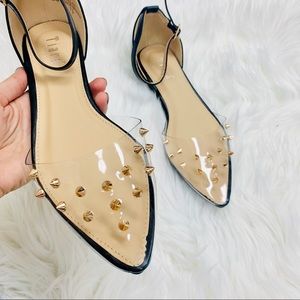Black clear studded pointed sandal